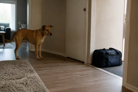 Sample photo of Luna near a travel bag